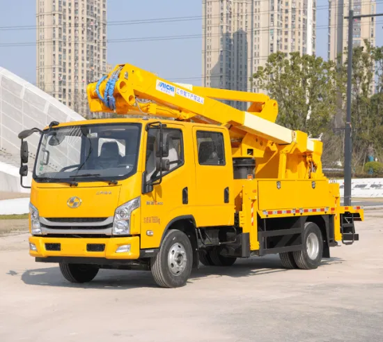 Plate-forme de travail aérienne isolée montée sur camion Aichi Official 15m, flèche articulée en FRP